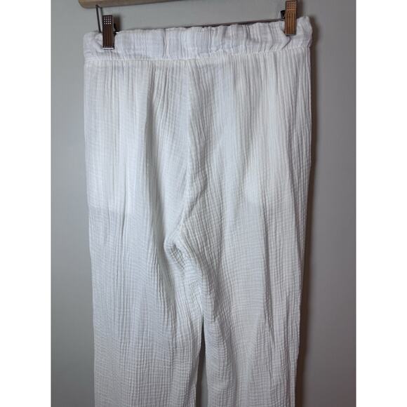 Sol Los Angeles Cotton Crepe Wide Leg Pants White XS - Picture 12 of 13